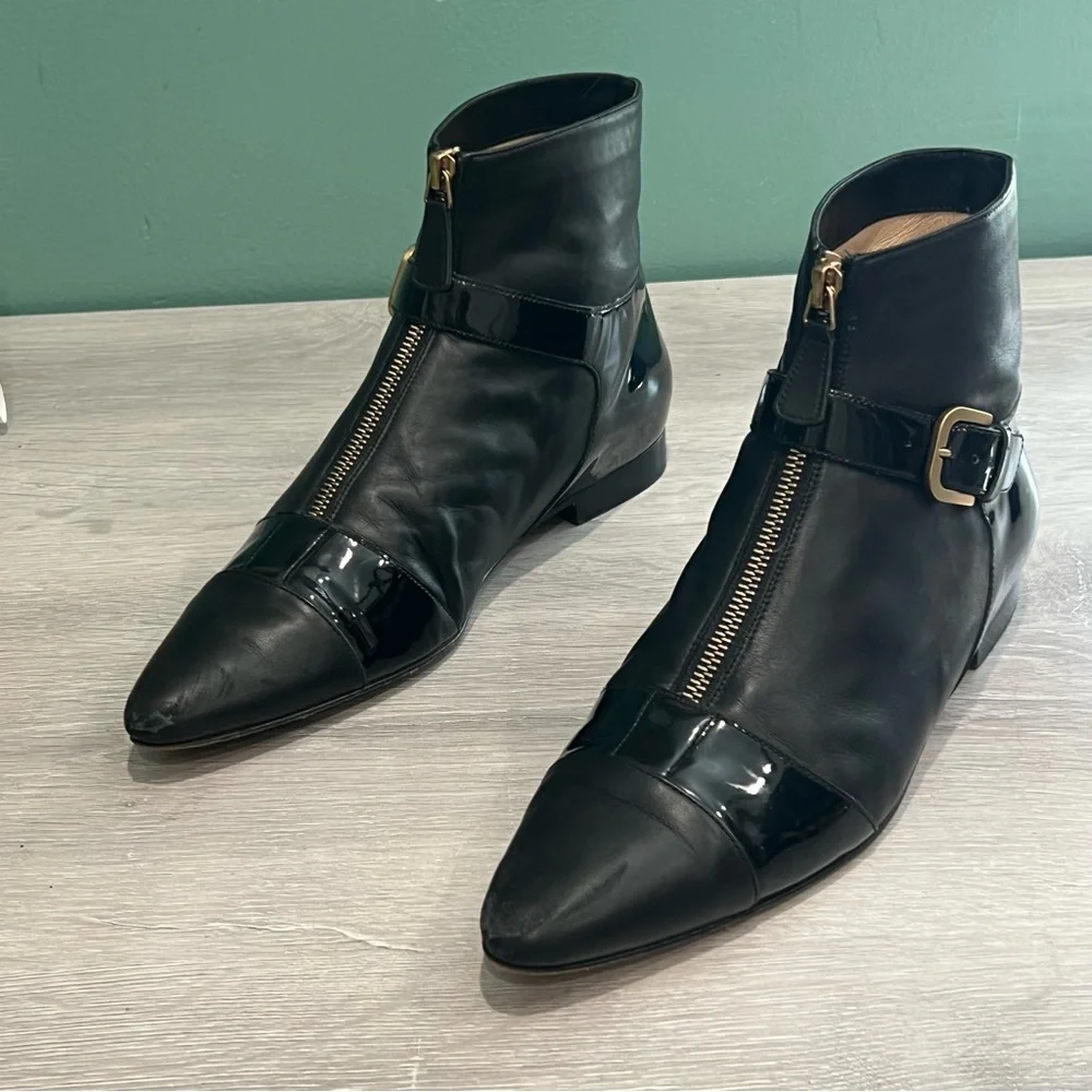 CHANEL black leather